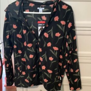 O'Neill Black and Pink Floral Fleece Hoodie